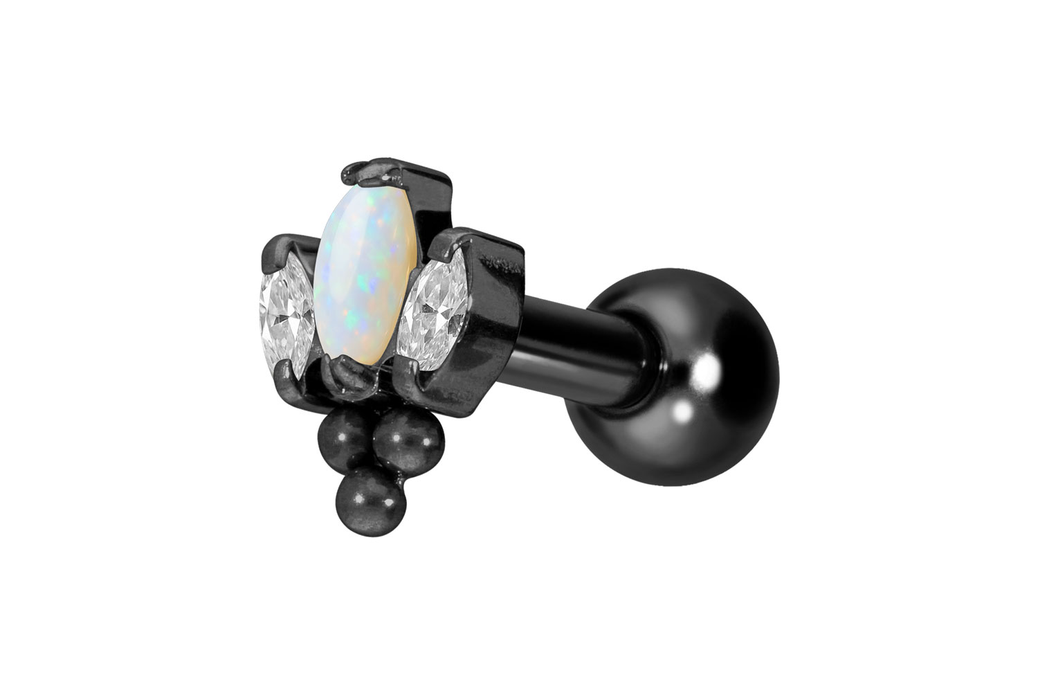 Titan Ohrpiercing mit Innengewinde LOTUSBLÜTE + 3 KUGELN